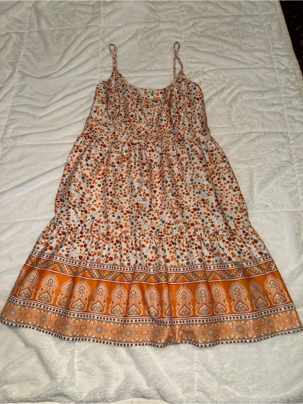 SHEIN Orange Floral Spaghetti-Strap Mini Dress